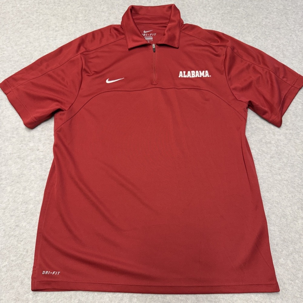 Alabama Crimson Tide Shirt Mens Medium Red NCAA Football Nike Dri-FIT 1/4 Zip